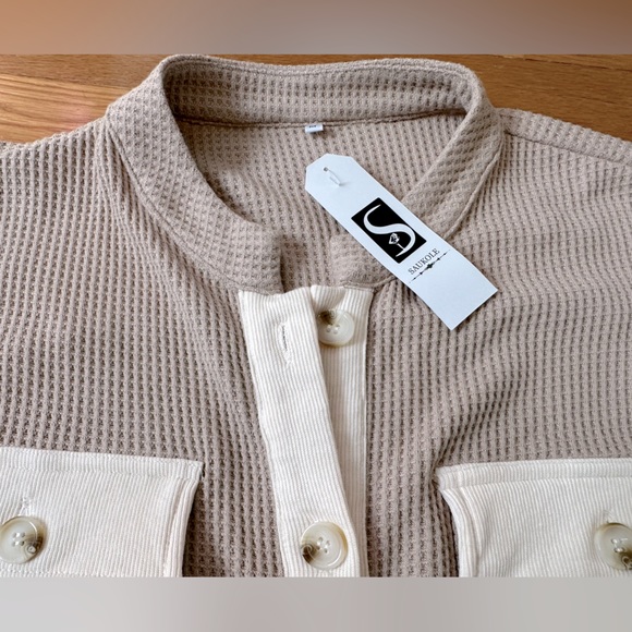 Womens Waffle Knit Button Down Long Sleeve Jacket Women’s Size medium - Picture 9 of 9